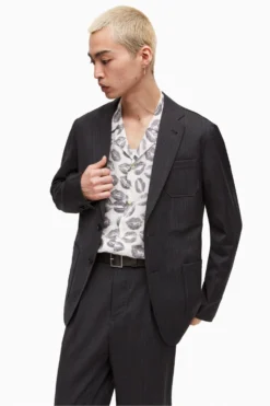 All Saints AllSaints Yakushi Grey Blazer