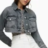 All Saints AllSaints Black Cropped Denim Jacket