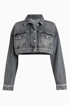 All Saints AllSaints Black Cropped Denim Jacket -ALLSAINTS Sales unnamed file 1069