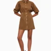 All Saints AllSaints Brown Osa Suede Short Shirt Dress -ALLSAINTS Sales unnamed file 1345 scaled