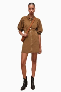 All Saints AllSaints Brown Osa Suede Short Shirt Dress -ALLSAINTS Sales unnamed file 1349 scaled