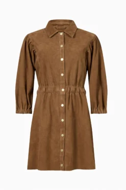 All Saints AllSaints Brown Osa Suede Short Shirt Dress -ALLSAINTS Sales unnamed file 1351 scaled