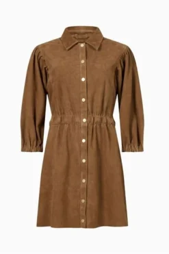 All Saints AllSaints Brown Osa Suede Short Shirt Dress -ALLSAINTS Sales unnamed file 1352