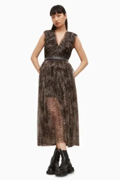 All Saints AllSaints Brown Indra Kiku Dress