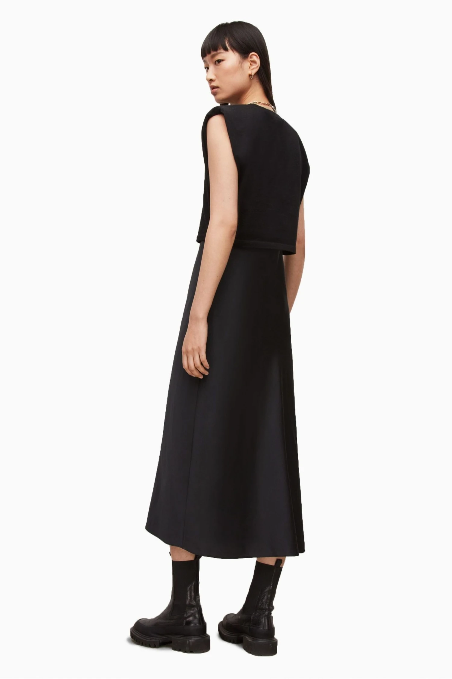 All Saints Womens Black Tierny Coni Crop Dress 4 All Saints Womens Black Tierny Coni Crop Dress - Image 2