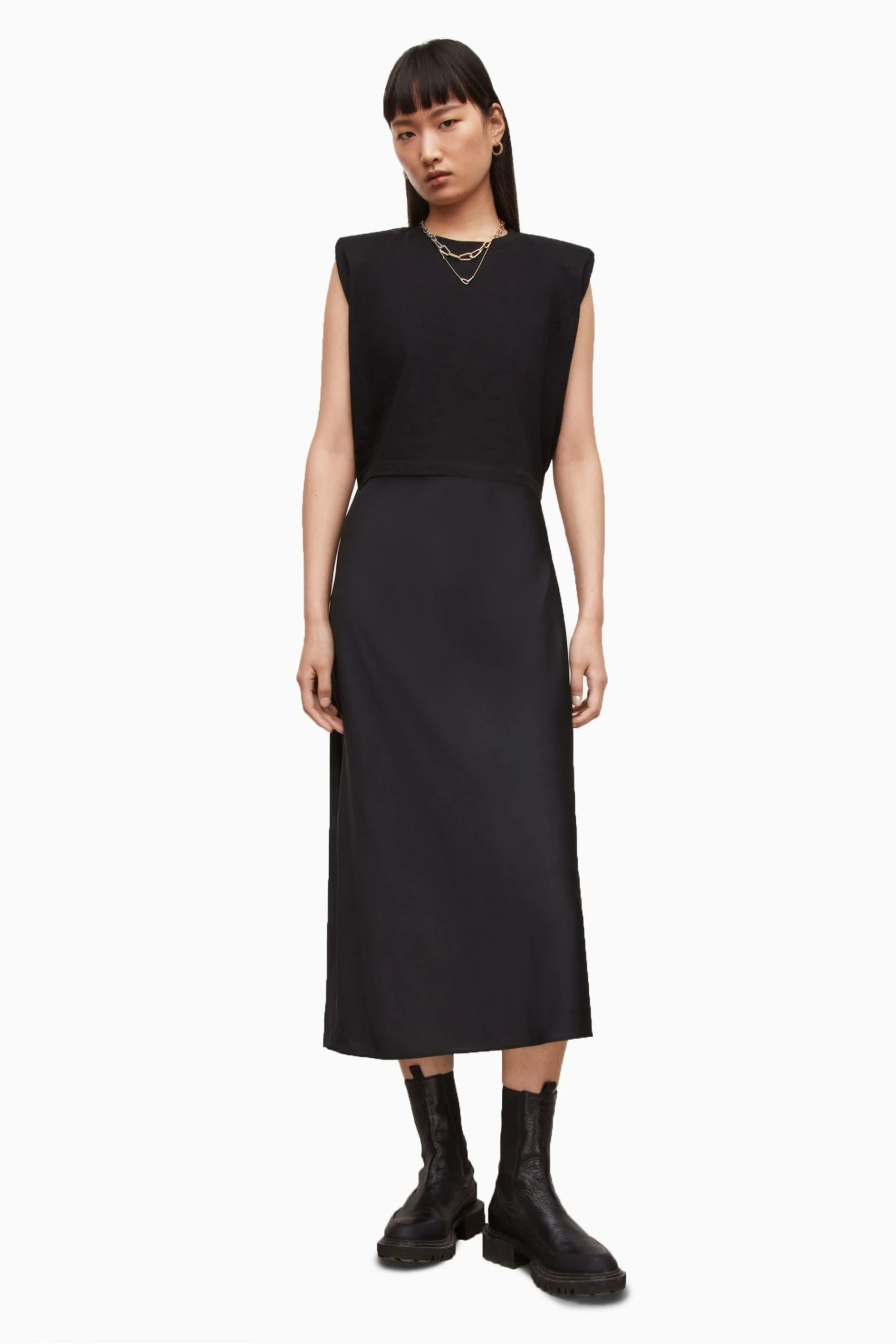All Saints Womens Black Tierny Coni Crop Dress 6 All Saints Womens Black Tierny Coni Crop Dress - Image 4
