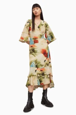 All Saints AllSaints Green Delana Swoop Dress