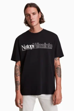 All Saints Black Topia Ss Crew Top