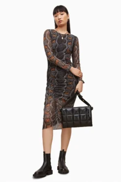 All Saints AllSaints Grey Norma Long Sleeve Snake Dress -ALLSAINTS Sales unnamed file 1642 scaled