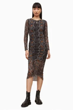 All Saints AllSaints Grey Norma Long Sleeve Snake Dress -ALLSAINTS Sales unnamed file 1643 scaled