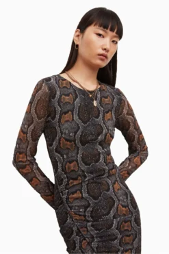 All Saints AllSaints Grey Norma Long Sleeve Snake Dress -ALLSAINTS Sales unnamed file 1644 scaled