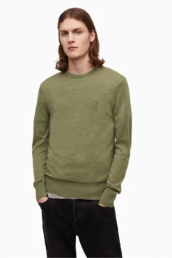 All Saints AllSaints Green Mode Merino Crew Jumper