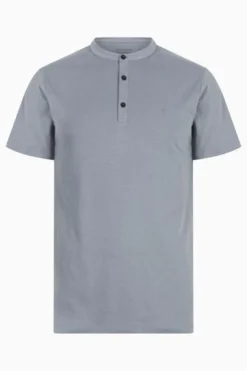 All Saints AllSaints Blue Brace Short Sleeve Henley T-Shirt -ALLSAINTS Sales unnamed file 182