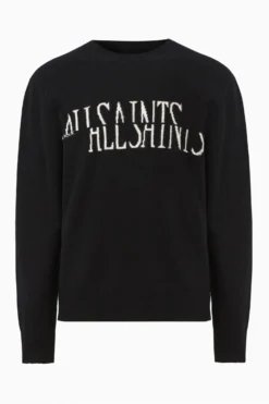 All Saints AllSaints Black Vandal Saints Crew Jumper