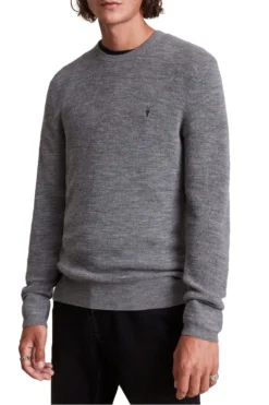 All Saints AllSaints Grey Ivar Merino Crew Jumper