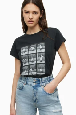 All Saints AllSaints Black Lula Anna T-Shirt