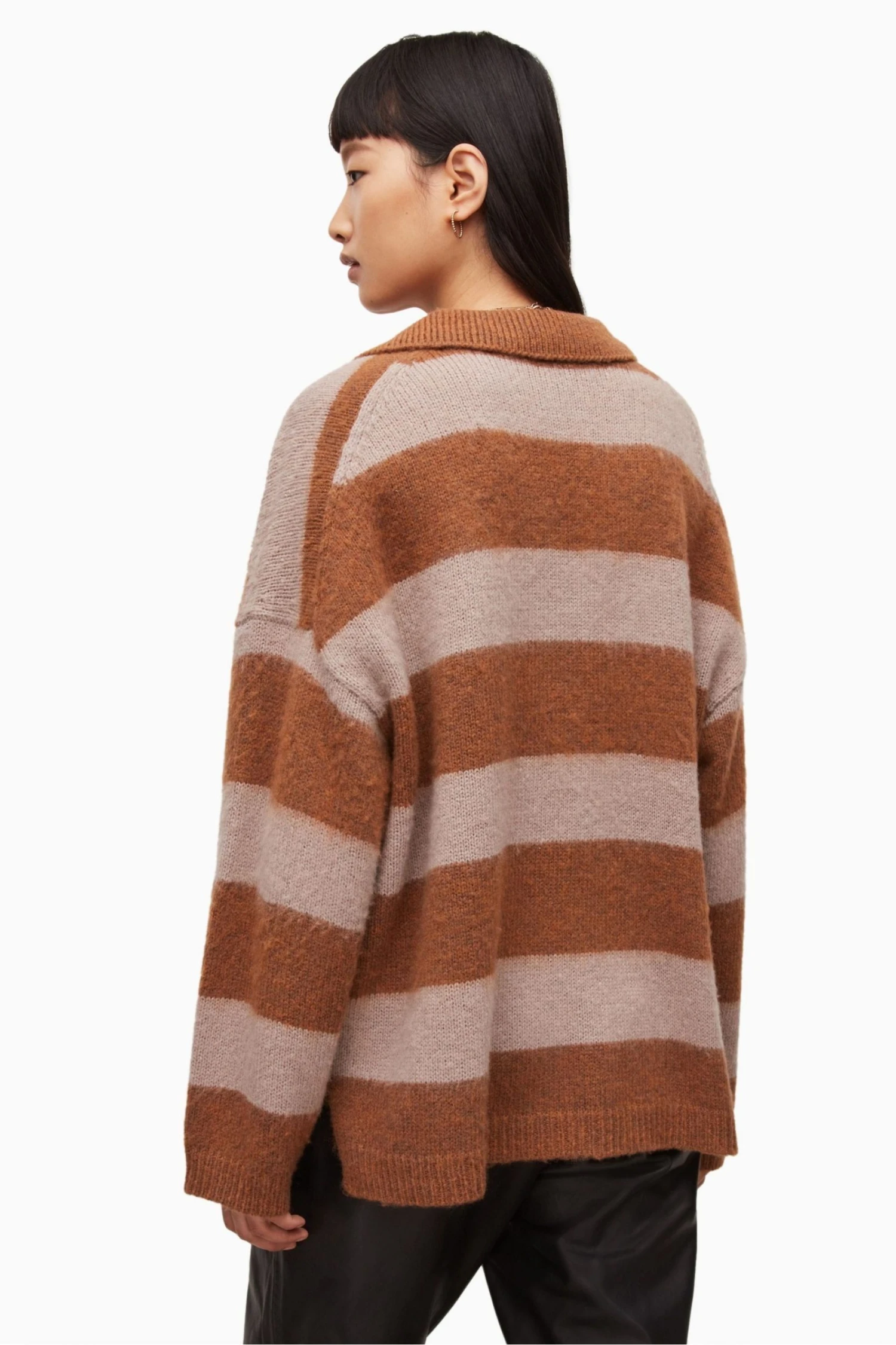 All Saints AllSaints Pink Lou Polo Jumper 4 All Saints AllSaints Pink Lou Polo Jumper - Image 2