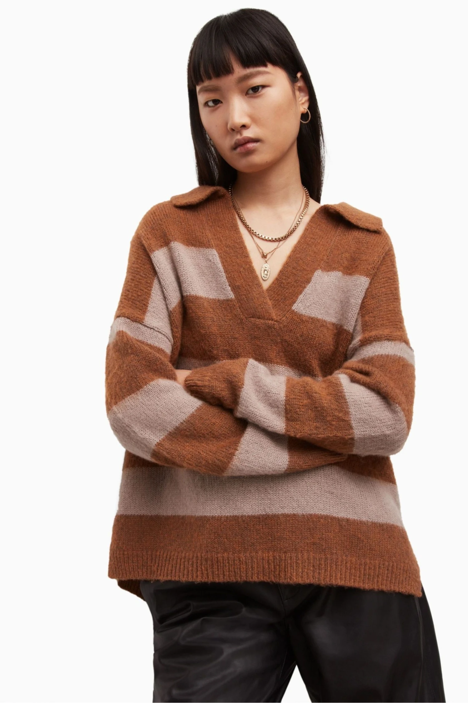 All Saints AllSaints Pink Lou Polo Jumper 7 All Saints AllSaints Pink Lou Polo Jumper - Image 5