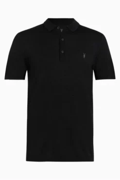 All Saints AllSaints Black Mode Merino Long Sleeve Polo Shirt -ALLSAINTS Sales unnamed file 1914