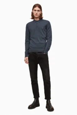 All Saints AllSaints Grey Mode Merino Long Sleeve Polo Shirt -ALLSAINTS Sales unnamed file 1952 scaled