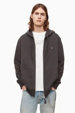 All Saints AllSaints Black Ollie Zip Hoodie