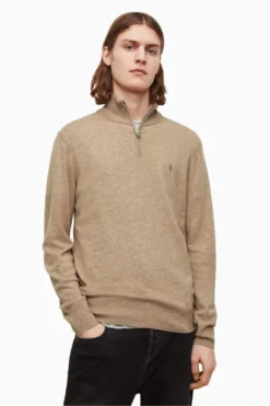 All Saints AllSaints Brown Kilburn Zip Funnel Jumpers