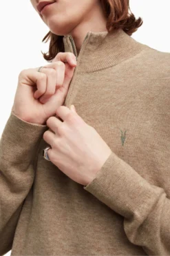 All Saints AllSaints Brown Kilburn Zip Funnel Jumpers -ALLSAINTS Sales unnamed file 1991 scaled