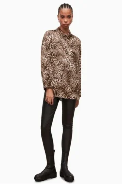 All Saints AllSaints Brown Inez Kiku Shirt -ALLSAINTS Sales unnamed file 2075