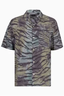 All Saints AllSaints Green Kisli Short Sleeve Shirt -ALLSAINTS Sales unnamed file 2105