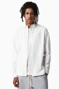 All Saints AllSaints White Lovell Long Sleeve Shirt