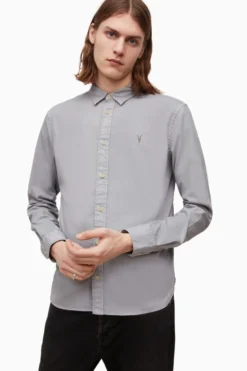 All Saints AllSaints Blue Hawthorne Long Sleeve Shirt