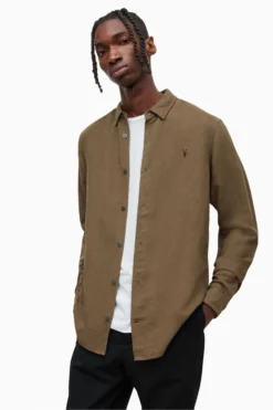 All Saints AllSaints Green Sobo Long Sleeve Shirt