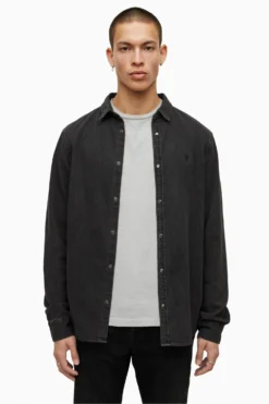 All Saints AllSaints Gleason Long Sleeve Black Shirt