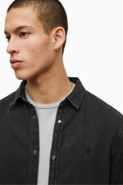 All Saints AllSaints Gleason Long Sleeve Black Shirt -ALLSAINTS Sales unnamed file 2267 scaled
