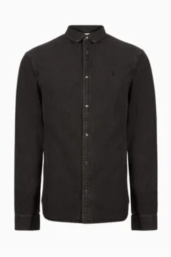 All Saints AllSaints Gleason Long Sleeve Black Shirt -ALLSAINTS Sales unnamed file 2269