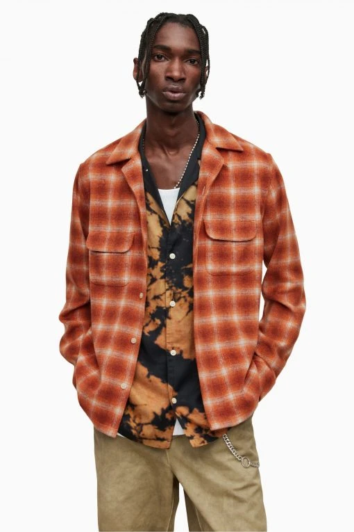 All Saints Orange Jacinto Long-Sleeved Shirt -ALLSAINTS Sales unnamed file 2290