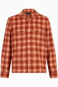 All Saints Orange Jacinto Long-Sleeved Shirt -ALLSAINTS Sales unnamed file 2297
