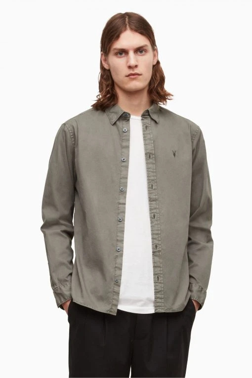 All Saints AllSaints Grey Hawthorne Long Sleeve Shirt -ALLSAINTS Sales unnamed file 2298