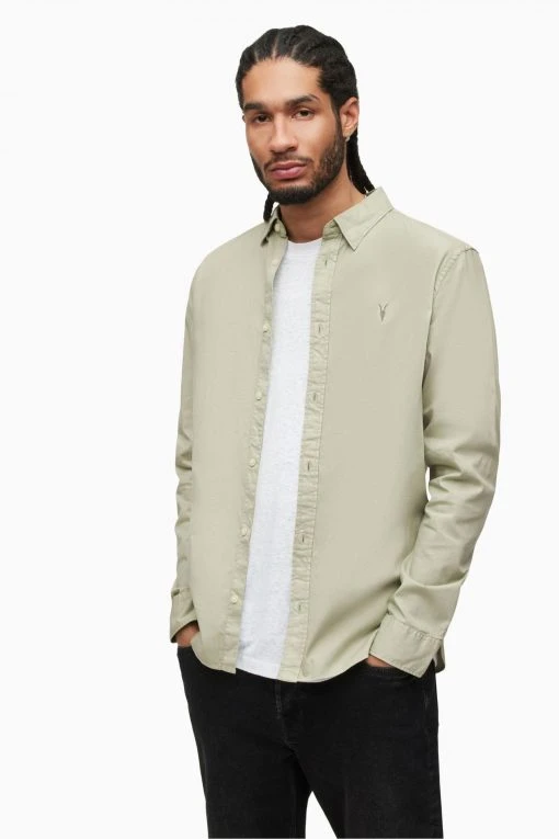 All Saints AllSaints Green Hawthorne Long Sleeve Shirt -ALLSAINTS Sales unnamed file 2318