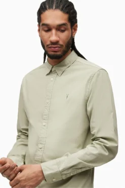 All Saints AllSaints Green Hawthorne Long Sleeve Shirt -ALLSAINTS Sales unnamed file 2321 scaled