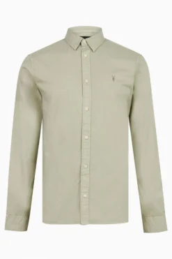 All Saints AllSaints Green Hawthorne Long Sleeve Shirt -ALLSAINTS Sales unnamed file 2322 scaled