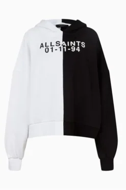 All Saints AllSaints Black Split Date Block Hoodie -ALLSAINTS Sales unnamed file 2456