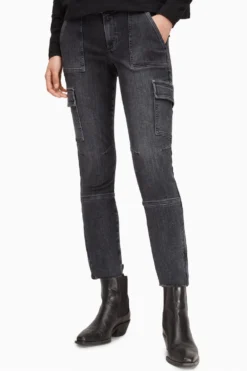 All Saints AllSaints Duran Black Skinny Cargo Jeans