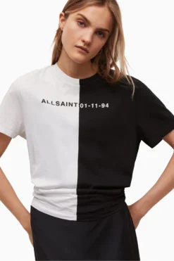 All Saints AllSaints Black Split Date Block T-Shirt