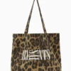 All Saints AllSaints Green Oppose Leopard Tote Bag