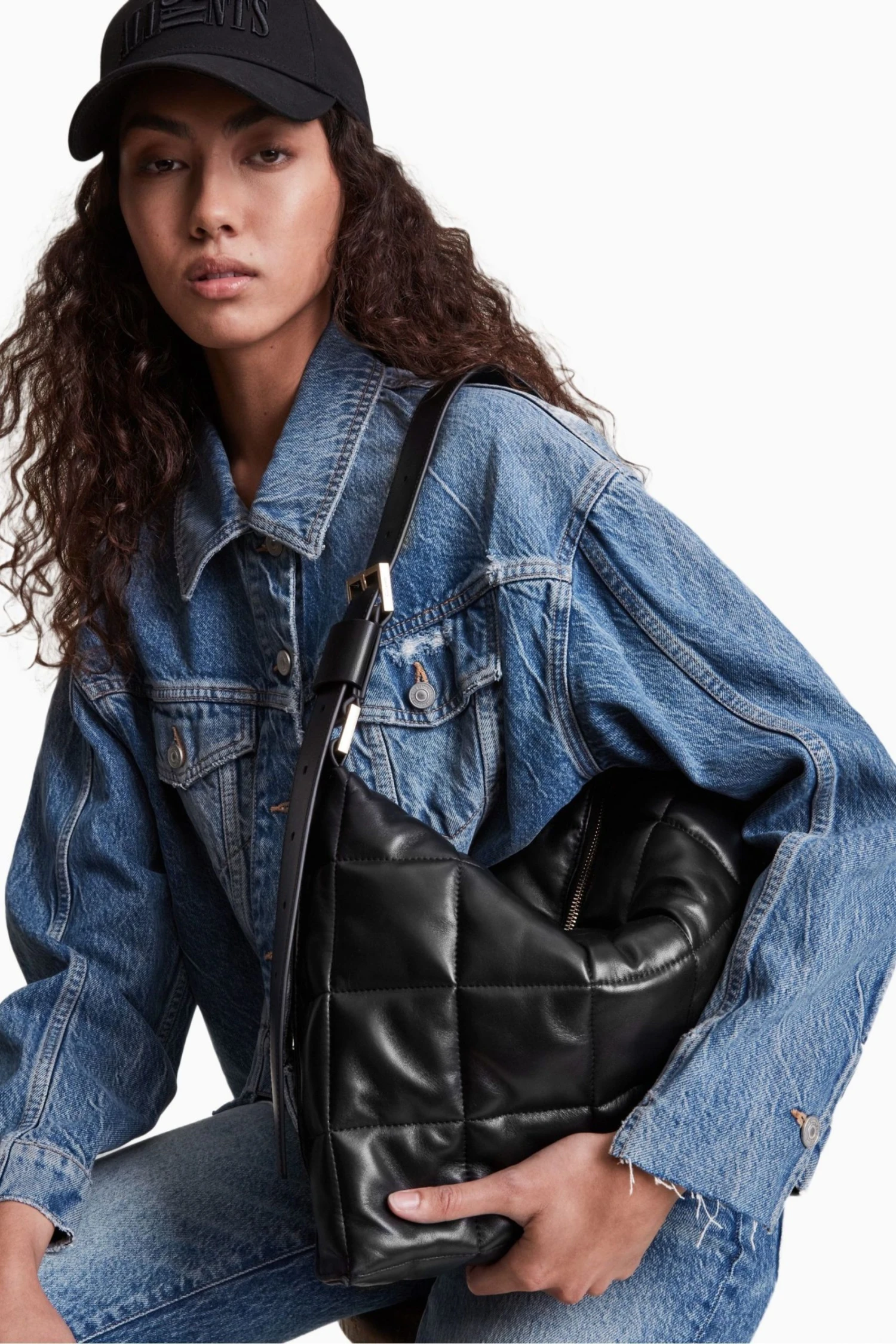 All Saints AllSaints Black Edbury Quilt Bag 9 All Saints AllSaints Black Edbury Quilt Bag - Image 7