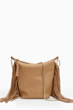 All Saints Brown Evaline Fringe Xbody Bag
