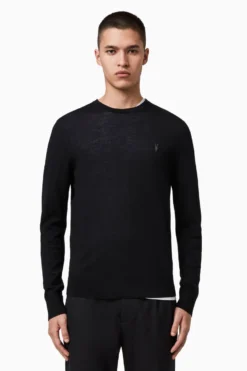 All Saints Black Mode Merino Crew Jumper