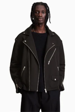 All Saints AllSaints Vikan Black Biker Jacket