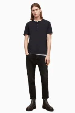 All Saints AllSaints Black Figure Short Sleeve Henley T-Shirt -ALLSAINTS Sales unnamed file 359 scaled